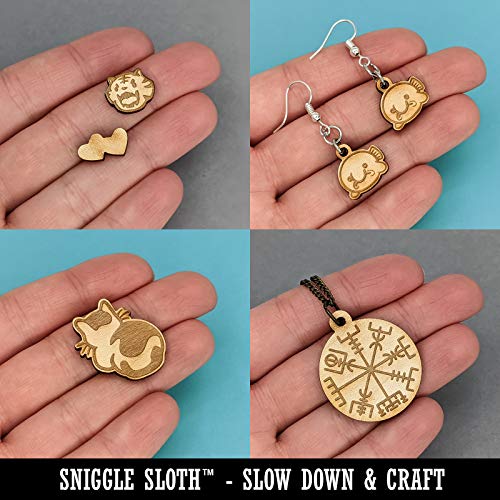 Texas State Silhouette Mini Wood Shape Charms Jewelry DIY Craft - 30mm (6pcs) - with Hole Sniggle Sloth