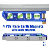 WORKPRO Conduit Bending Level, Magnetic Torpedo Level, Pipe Level, Bubble Vials for 0°/90°/30°/45° Measurements, Aluminum Alloy Construction, WORKPRO