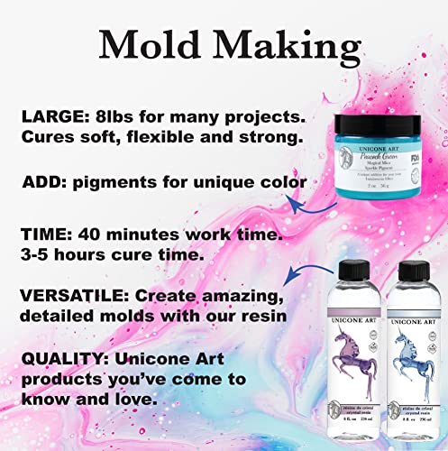 Silicone Mold Making Kit, Resin Epoxy Casting, Food Safe, Strong, Tear Resistant, Platinum Rubber, Plaster Casting, Candle Making, 3D Silicone Molds, unicone art