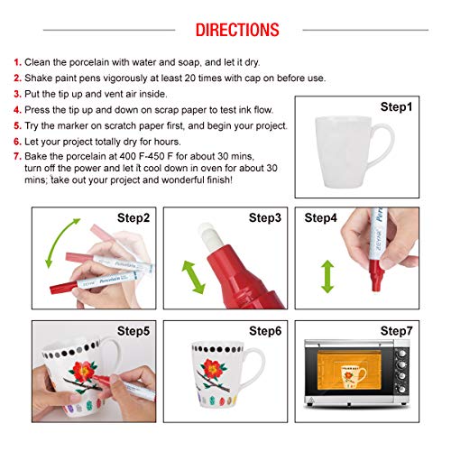 ZEYAR Acrylic Paint Pens for Porcelain, Professional Ceramic painting, 12 colors Water-based, Medium Point, Water and Fade Resistant, DIY on Mugs and ZEYAR