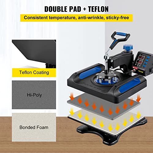 VEVOR Heat Press Machine 12x15, 800W Heat Press for Sublimation 5 in 1 Combo, Dual Digital Heat Press Transfer, Uniform Heat, Anti-Scald Cover, Vinyl - WoodArtSupply