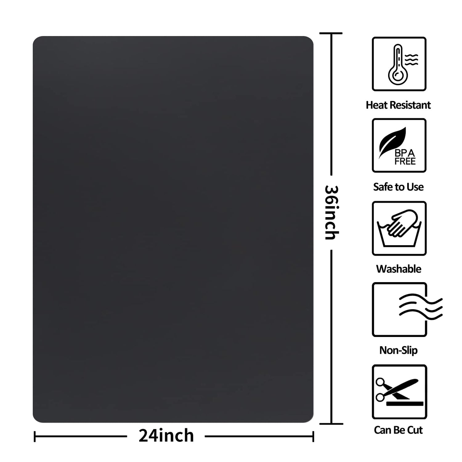 Silicone Mat Heat Resistant Mats for Countertop, Multipurpose Large Silicone Mats for Crafts Kitchen Workbench Size 36x24 inches Thick 2mm,Rolled InfiOne