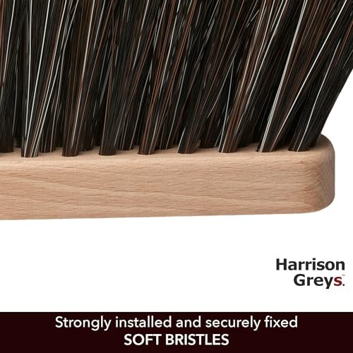 11.2" Hand Broom Soft Bristles Cleaning Brush, Dusting Brush with Wooden Handle, Handheld Car Broom, Small Counter Dust Brush, Bench Brush, Clothes - WoodArtSupply