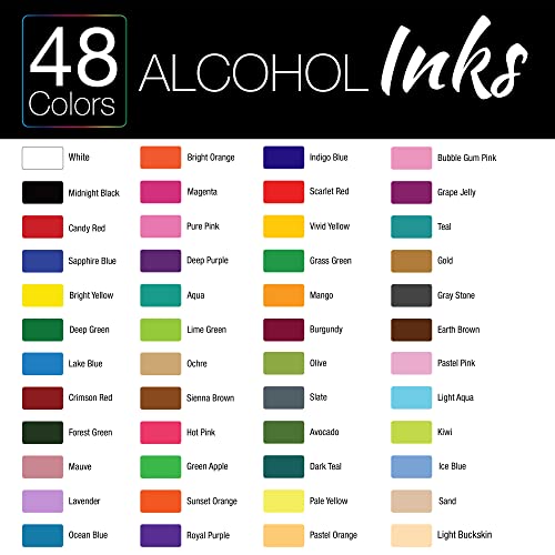 U.S. Art Supply 24 Color Alcohol Ink Set - Huge 30ml Triple Sized 1-oz Bottles - Includes 4-oz Blender & 30 Swabs - Vibrant Highly Concentrated