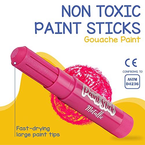 Tempera Paint Sticks (30 Large Paint Sticks) - Paint sticks for Kids Washable - Safe Arts and Craft Paint Sticks for Toddler or Child Use - For Wood Zenacolor