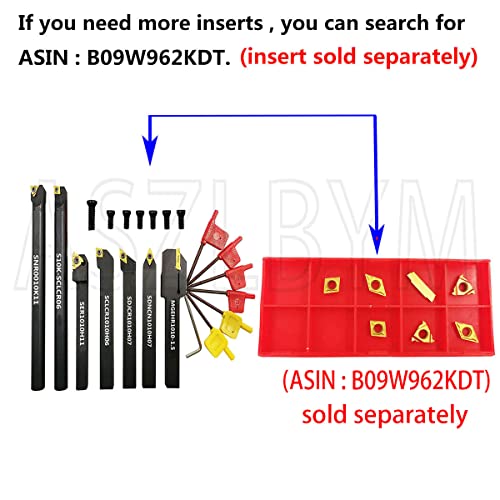 ASZLBYM 3/8" 10mm Shank Indexable Carbide Lathe Turning Tool Holder Set Cutting Tools for Turning Grooving Threading Boring Bar with Carbide Turning - WoodArtSupply