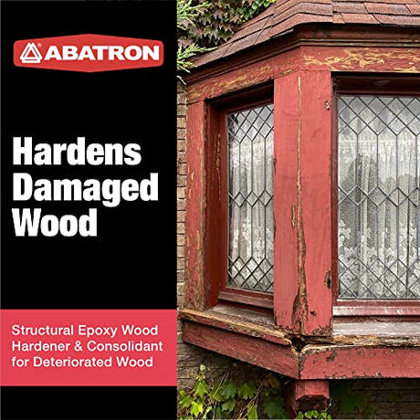 Abatron LiquidWood Kit - 12 Ounce - 2-Part Structural Wood Epoxy Resin - Wood Hardener and Consolidant - Perfect Primer for WoodEpox Epoxy Wood Abatron