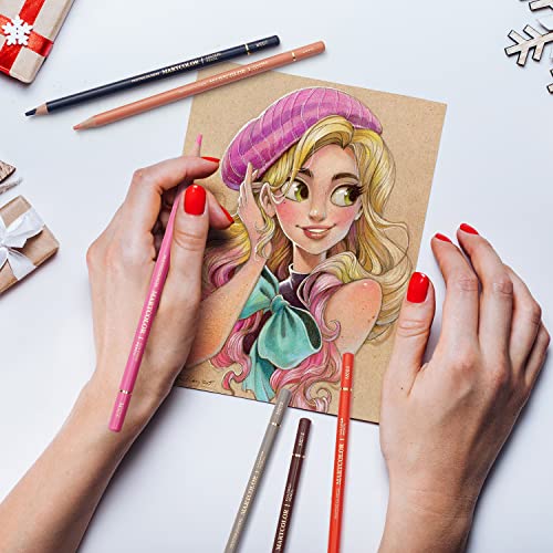 MARTCOLOR Skin Tone Colored Pencils for Portraits and Skintone Artists, 24 Colors Oil Color Pencils for Drawing, Sketching, Adult Coloring, Shading, MARTCOLOR