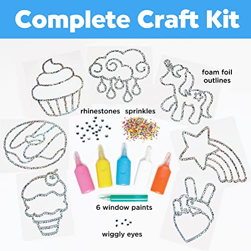 Creativity for Kids Easy Sparkle Window Art Kit - Paint and Decorate 7 DIY Suncatchers, Arts and Crafts for Kids Ages 6-8+, Activities for Kids, Creativity for Kids