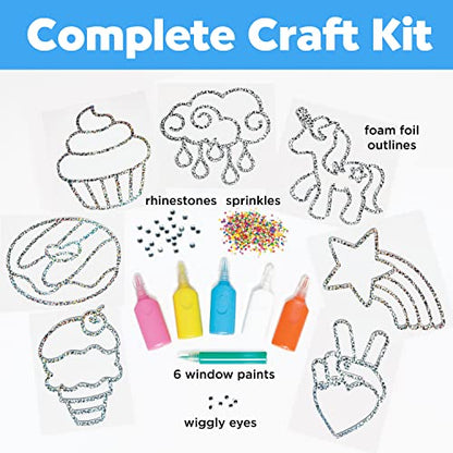 Creativity for Kids Easy Sparkle Window Art Kit - Paint and Decorate 7 DIY Suncatchers, Arts and Crafts for Kids Ages 6-8+, Activities for Kids,