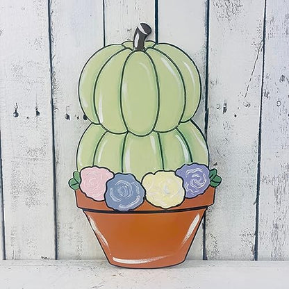 Flower Pot Pumpkin Stack, Fall Shape, Unfinished Wood Cutout, Paint by Line, Build-A-Cross - WoodArtSupply