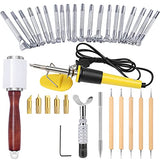 Leather Carving Set - Leather Working Kit, Leather Stamp Tools, Leather Kit for Beginner with Leather Burning Tool, Stamp Punch Set and Adjustable QMNNMA