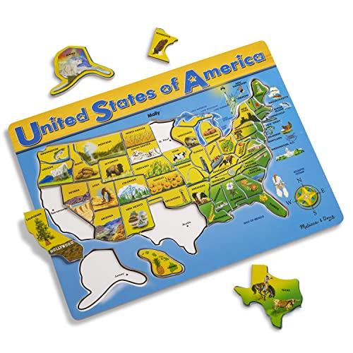 Melissa & Doug USA Map Wooden Puzzle (45 pcs) - WoodArtSupply