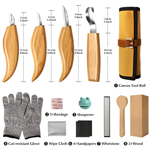 Frephy Whittling Kit for Beginners, Wood Whittling Kit for Kids, Wood Carving Kit with Basswood Wood Blocks, 23Pcs Wood Carving Tools Gift Set, DIY