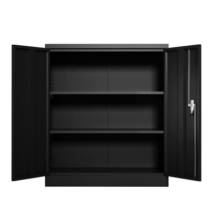 Zipzop Black Metal Storage Cabinet Lockable Steel Storage Cabinet with 2 Adjustable Shelves and 2 Door, Metal Utility Office Locker, 42”H×36”W×18”D