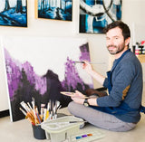 DUGATO Paint Brush Cleaner Washer, Multifunction Painting Brush Basin Holder and Organizer width Tray Palette Lid & 2 Art Sponges for Acrylic, DUGATO