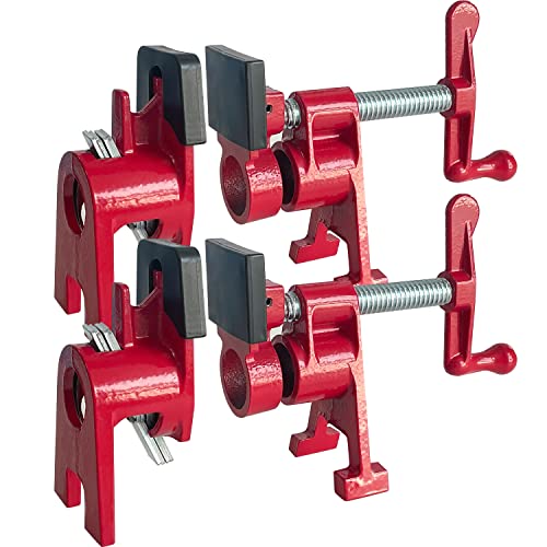 Sutekus 2Pack Pipe Clamps 3/4 Inch Wood Gluing Pipe Clamp Set with H-shaped Feet Bar Clamps Heavy Duty Woodworking Cast Iron Clamp Fixture (3/4 Inch) Sutekus