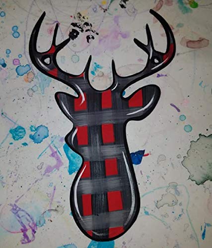 Deer Cutout Unfinished Wood Animal Holiday Seasonal Nursery Door Hanger MDF Shape Canvas Style 2 (12")