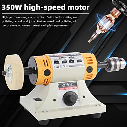 110V 350W Adjustable Speed Bench Grinder Polishing Machine For DIY Woodworking Jade Jewelry Dental Bench Lathe Machine With Metal Flexible Shaft - WoodArtSupply