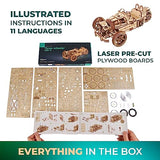 Ugears Three-Wheeler UGR-S - Wooden Motorcycle Model Kit - 3D Puzzles for Adults - Wooden Model Kits to Build - Unique DIY Wooden Puzzle Car Model UGEARS