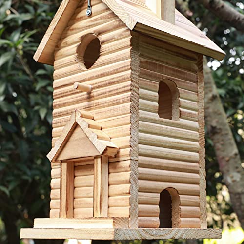 STARSWR Bird House,Outdoor Bird Houses for Outside Clearance,2 Hole Wooden BlueBirdHouse Finch Cardinals Hanging Birdhouse Nesting Box for Wild Bird STARSWR