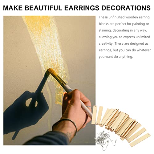 Sewroro Blank Wood Earrings Wooden Rectangle Charms Unfinished Wooden Earring Set for Jewelry Earring Making Sewroro