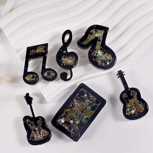 DeryArcle 2pcs Musical Instrument Shape Keychain Resin Mold,Music Note Quicksand Pendant Silicone Molds,Shaker Epoxy Resin Mould for DIY Casting DeryArcle