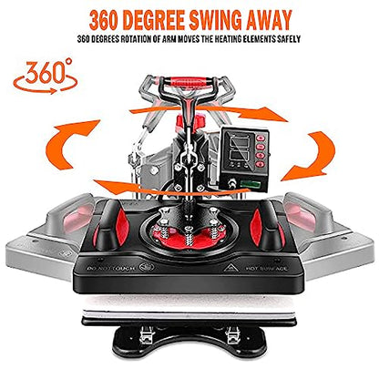 Upgraded 8 in 1 Heat Press Machine Digital Combo - 12x15 Heat Press for T Shirts Hat Mug Plate - Professional Heat Press for Sublimation, Vinyl, Heat