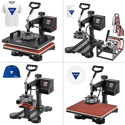 TOPDEEP 8 in 1 Heat Press Machine 12x15 inch, Combo Swing Away T Shirt Pressing Machine, Sublimation Heat Press Transfer Machine for T-Shirt Hat Cap - WoodArtSupply