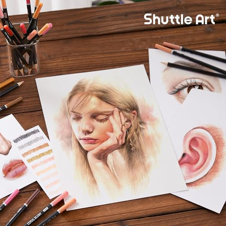 Shuttle Art 36 Skin Tone Colored Pencils, Colored Pencils for Adult Coloring, Soft Core Color Pencils, Coloring Pencils for Adults Kids Artists Shuttle Art