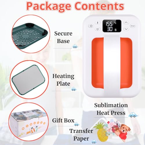 Heat Press Machine For T Shirts, 7" × 5" Portable Mini Heat Press Fast Even Heat, Easy Press T Shirt Printer Machine for HTV Vinyl and Heat Transfer KORGOL