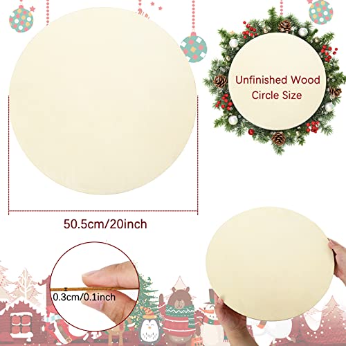 Whaline 20 Inch Wood Circles for Crafts, 10Pcs Valentine's Day Unfinished Round Wooden Discs Farmhouse Rustic Wood Sign Door Hanger 3mm Thick Natural