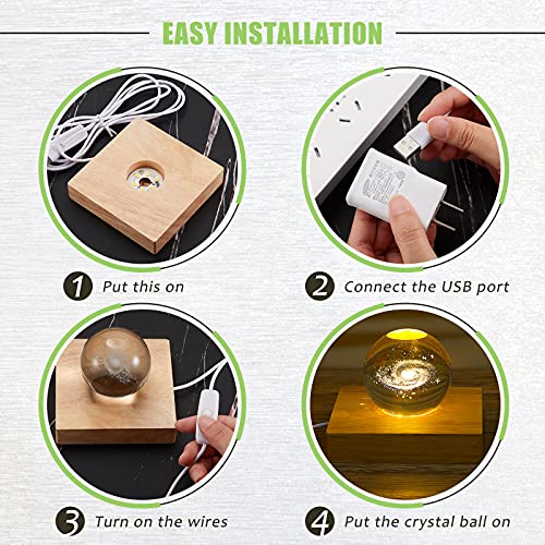 Honoson 2 Pieces Wood Light Display Base Wooden LED Display Base Crystal Glass Base Stand Wood LED Display Stand for 3D Crystal Glass Resin Art Honoson