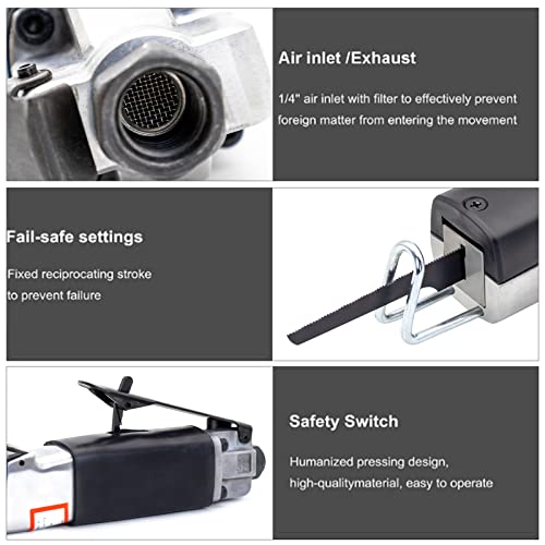 SDRTOP Air Reciprocating Saw Pneumatic body saws tool with 6pc 24T & 32T Blades Heavy Duty Hacksaw Cutter for Metal Sheet Cutting SDRTOP