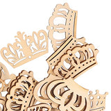 Amosfun 50PCS Wooden Pieces Crown Shape Wooden Pieces Hollow Out Wood Cutouts DIY Art Craft Embellishments Ornaments Amosfun