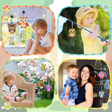TREACLUB 16 Pack Wind Chime Kits for Kids, Make Your Own Owl Wind Chime DIY Coloring Paint Owl Wooden Arts and Crafts Birthday Gifts for Girls Boys TREACLUB