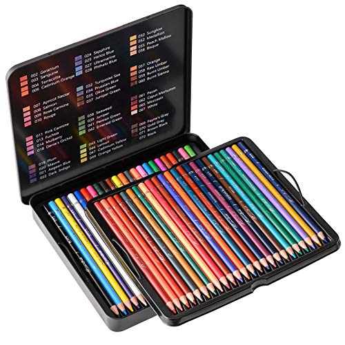 48 Premium Colored Pencils for Adult Coloring,Artist Soft Series Lead Cores with Vibrant Colors,Professional Oil Based Colored Pencils,Coloring