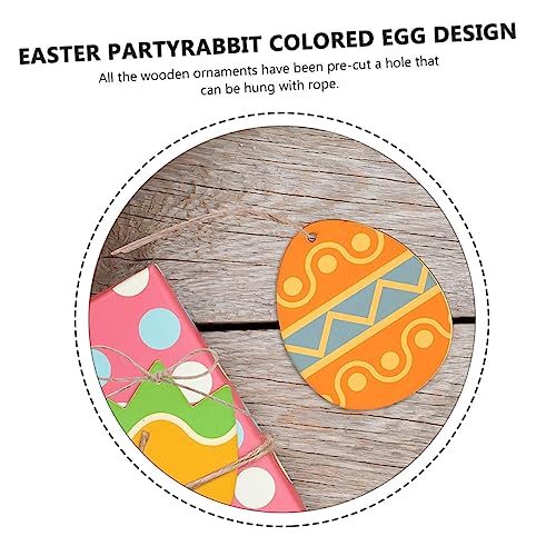 SEWOART 1 Set Easter Wood Chips Unfinished Wooden Pieces DIY Wood Chip Easter Egg Wooden Cutout Bunny Decorations Rabbit Decorations for The Home SEWOART