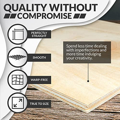 Basswood Sheets 1/16, Craft Wood 10 Pack - 12 x 12 x 1/16 Inch - Cricut Wood Sheets 1.5mm, Plywood Sheets with Smooth Surfaces - Bass Wood for Laser - WoodArtSupply