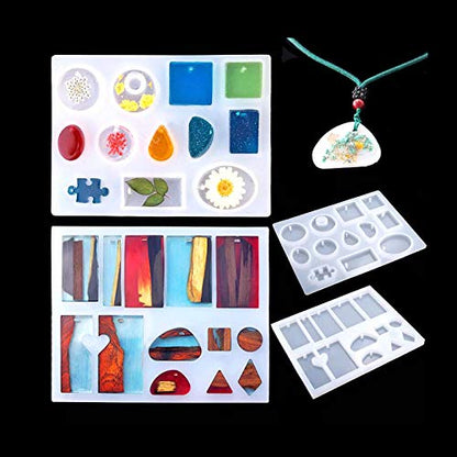 184Pcs Resin Jewelry Making Starter Kit Resin Jewelry Molds Tools Full Resin Kit,Silicone Molds for DIY Jewelry Pendant Craft Making Set Contain Resin Molds,Glitter Powder,Glitter Sequins and Tools