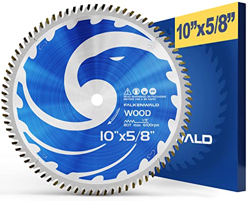 FALKENWALD 10 inch Saw Blade for Wood - Table Saw Blades 10 inch - 10 Saw Blade Carbide - Compatible with DEWALT 10-Inch Table Saw, Skil Saw etc. - WoodArtSupply