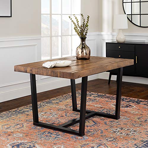 Walker Edison Andre Modern Solid Wood Dining Table, 52 Inch, Rustic Oak Walker Edison