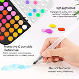 48-Color Watercolor Paint Set With Brush, Refillable Water Brush Pen, Palette, and Water-Washable Paints for Kids, Adults and Artists RVOGJP