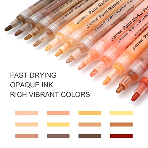 YOOHO Skin Tone Acrylic Paint Pens, Paint Markers for Wood,Glass,Fabric,Rocks Painting Paint Pens (2mm skin tone) YOOHO