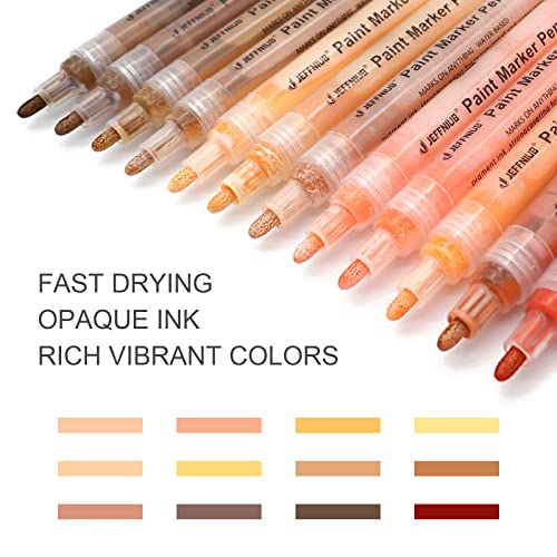 YOOHO Skin Tone Acrylic Paint Pens, Paint Markers for Wood,Glass,Fabric,Rocks Painting Paint Pens (2mm skin tone) - WoodArtSupply