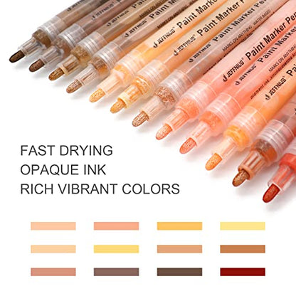 YOOHO Skin Tone Acrylic Paint Pens, Paint Markers for Wood,Glass,Fabric,Rocks Painting Paint Pens (2mm skin tone) - WoodArtSupply