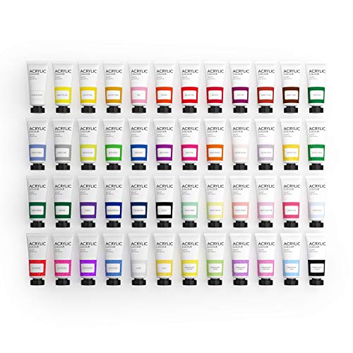 Acrylic Paint Set - 48 Piece Set (48 x 22ml) Tubes in Rich Vibrant Colors - Pigments Formulated for Opaque, Vibrance Perfect for Beginners, Students, ARTISTIK
