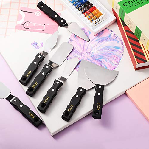 7 Pieces Large Painting Knives Stainless Steel Spatula Palette Knife Painting Mixing Scrapers Oil Painting Accessories Pallet Knife Set for Color Honoson