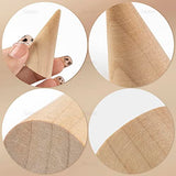 AUEAR, 10 Pack Small Natural Wooden Cone Ring Holder Finger Wood Jewelry Ring Display Stand Organizer DIY Craft (Tilted Shaped) AUEAR