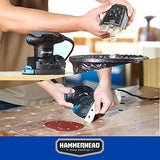 Hammerhead 1.4-Amp Multi-Function Detail Sander with 12pcs Sandpaper, Dust Collection System, and Detail Attachment - HADS014 Hammerhead